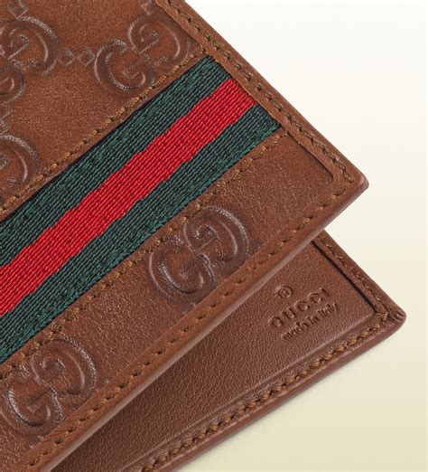 gucci brown leather logo wallet|gucci dollar bifold men's wallet.